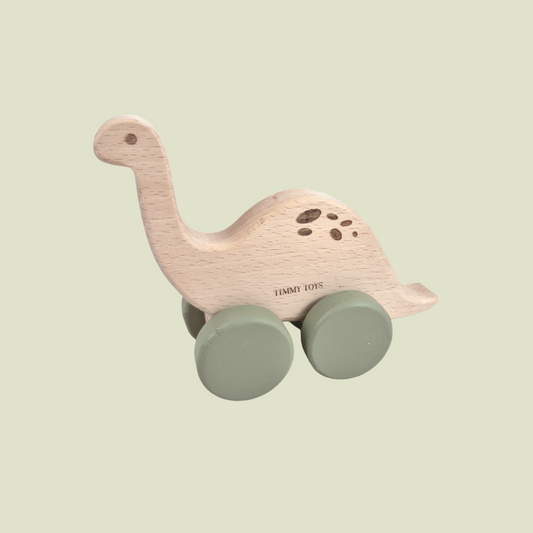 Wooden Brontosaurus Wheely Toy