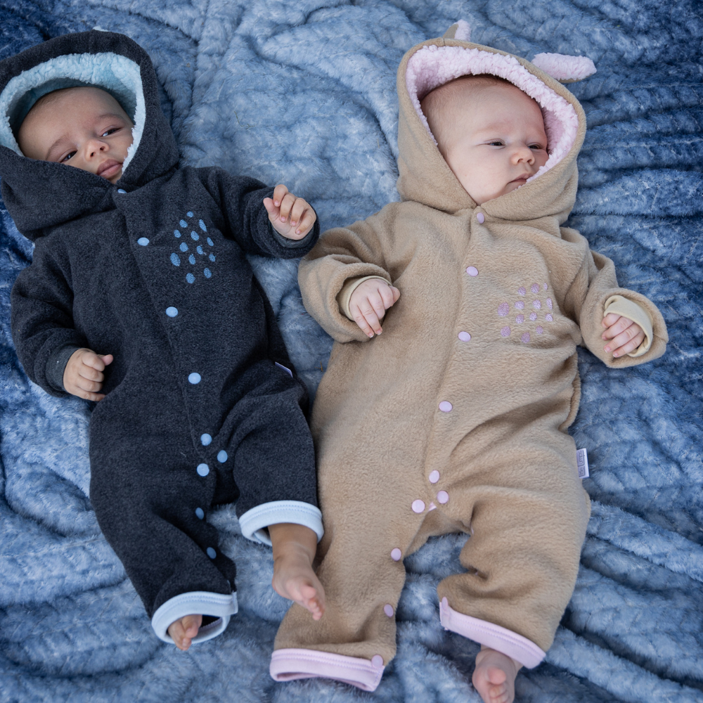 Bear Spotted Polar Fleece Babygro - Little Lumps