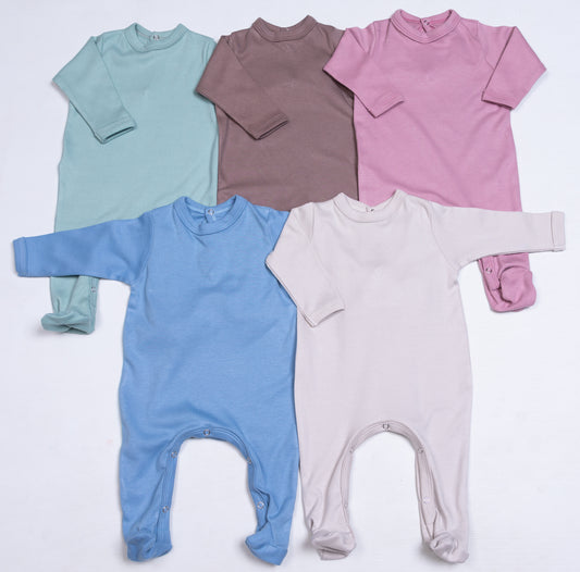 100% New colours Cotton Infant back neck opening Babygro - Little Lumps
