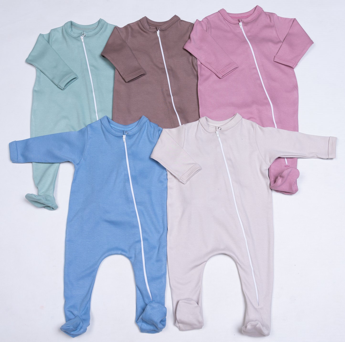 100% Cotton Infant Zip Opening Babygro in new colours - Little Lumps