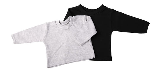 Blank 2 pack Baby Crew-Neck T-Shirts With Long Sleeves Mixed Colours - Little Lumps