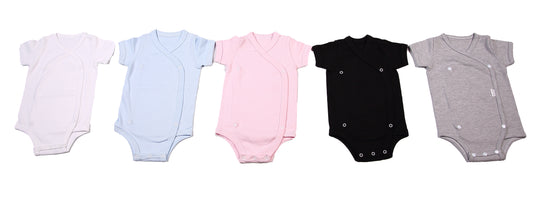 2-Pack 100% Cotton Mixed Colours Crossover Baby Onesies s/sleeve - Little Lumps