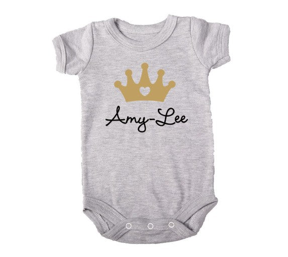 Personalised Crown Baby Onesie - Little Lumps