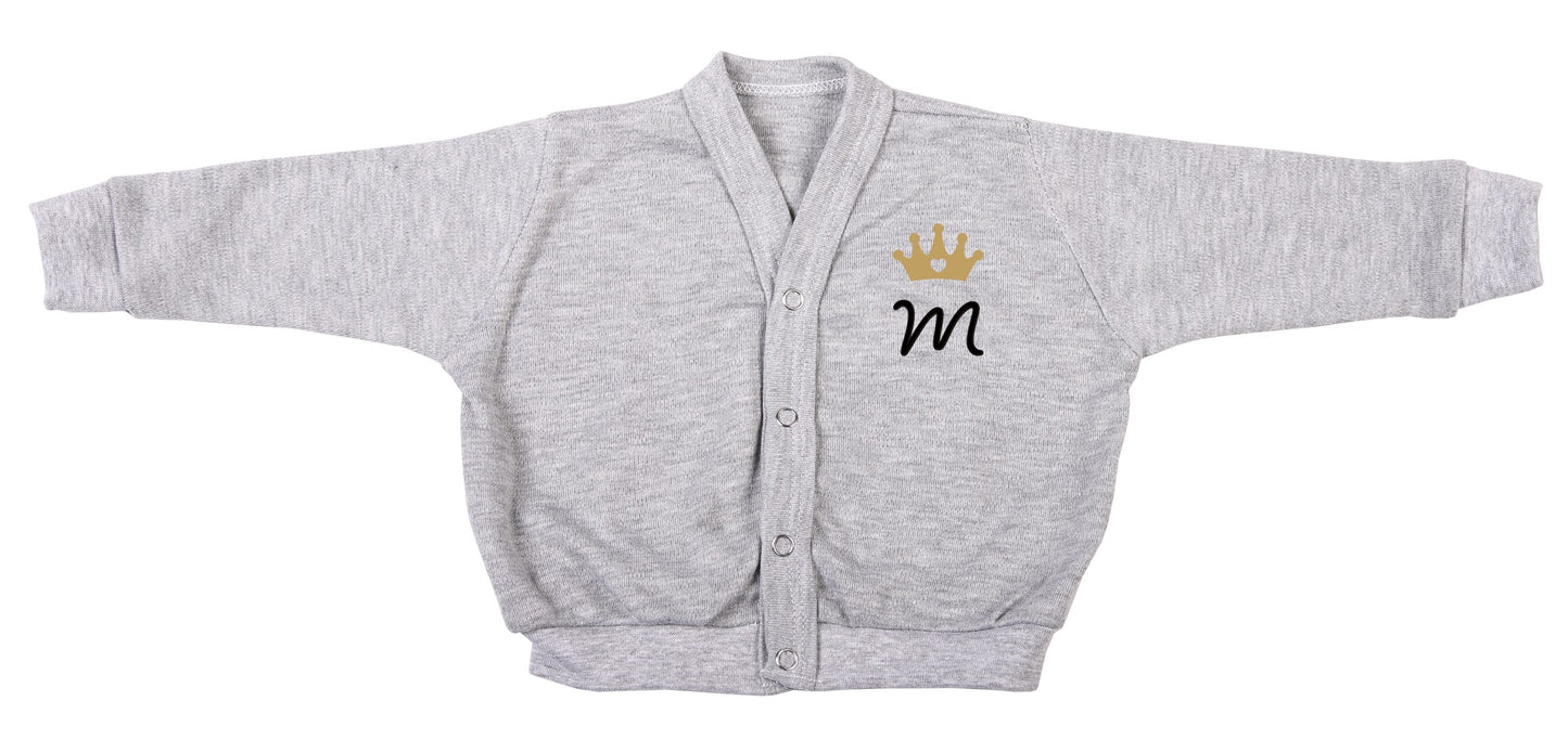 Personalised Initial Crown Cardigan - Little Lumps