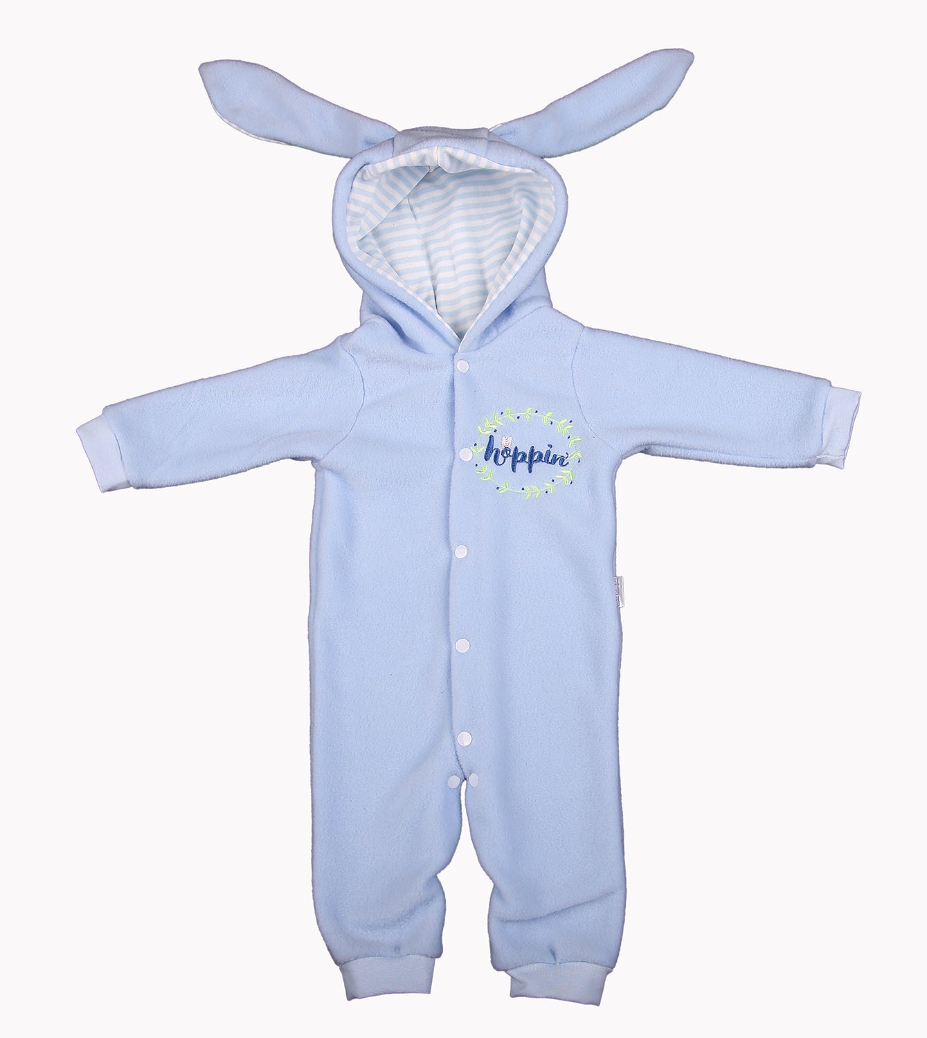 Hooded Bunny Rabbit Polar Fleece Babygro With Bunny Ears - Little Lumps