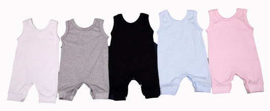 100% 2-Pack Cotton Blank Sleeveless Baby Rompers In Mixed Colours - Little Lumps