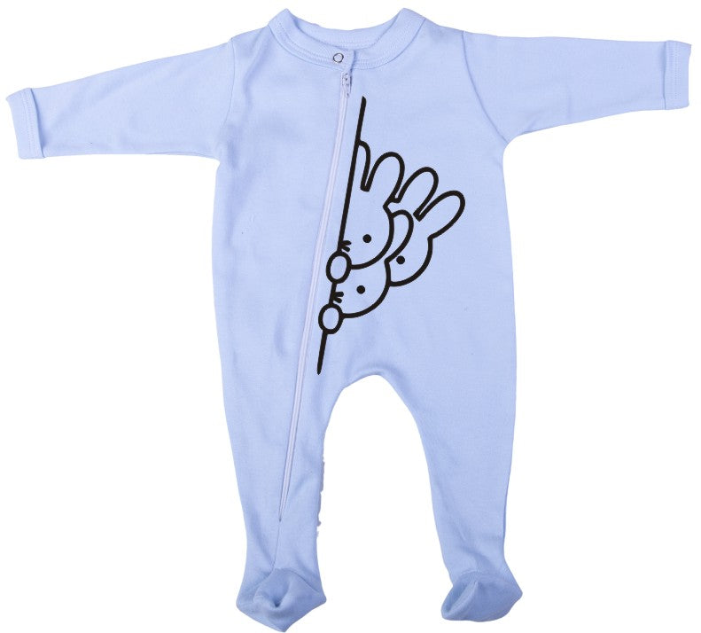 Peeping Bunnies Zip babygro - Little Lumps