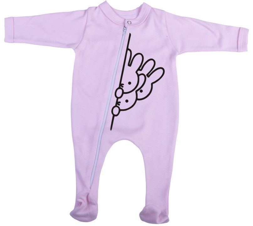 Peeping Bunnies Zip babygro - Little Lumps