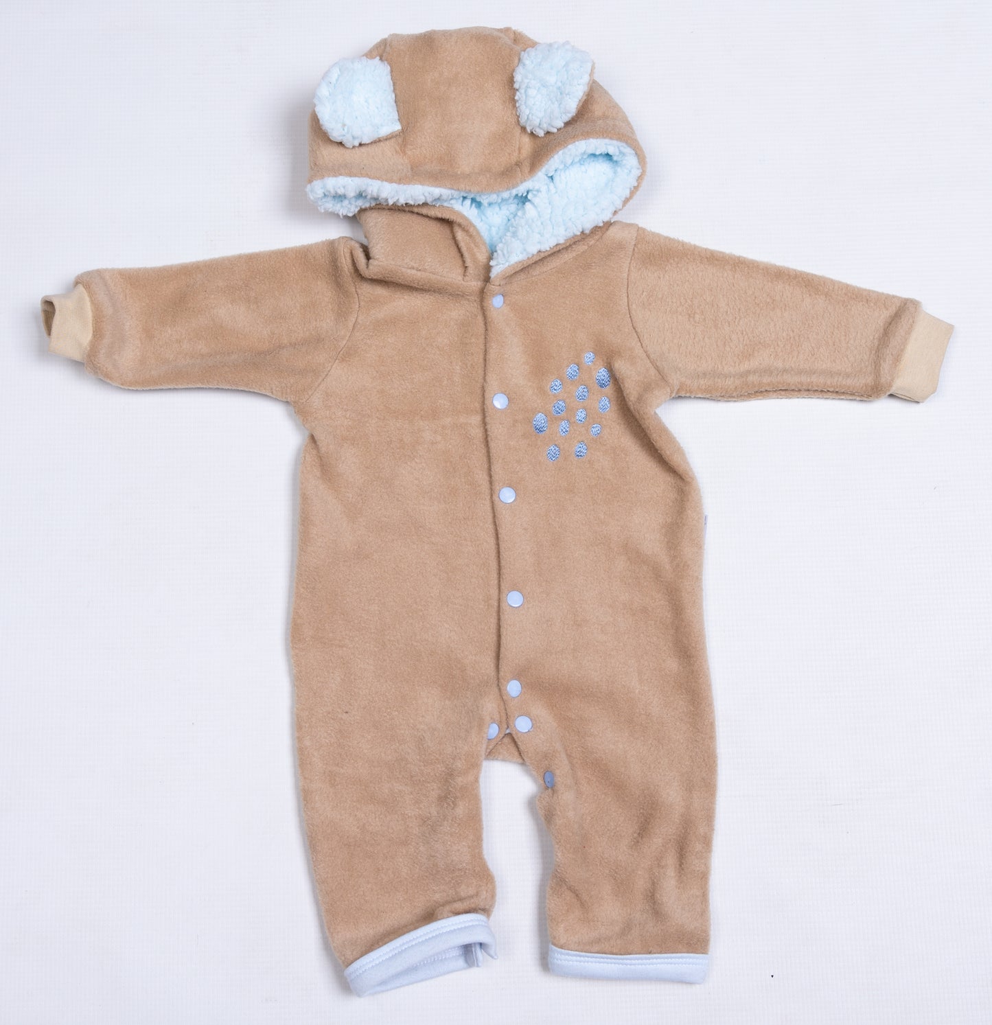 Bear Spotted Polar Fleece Babygro - Little Lumps
