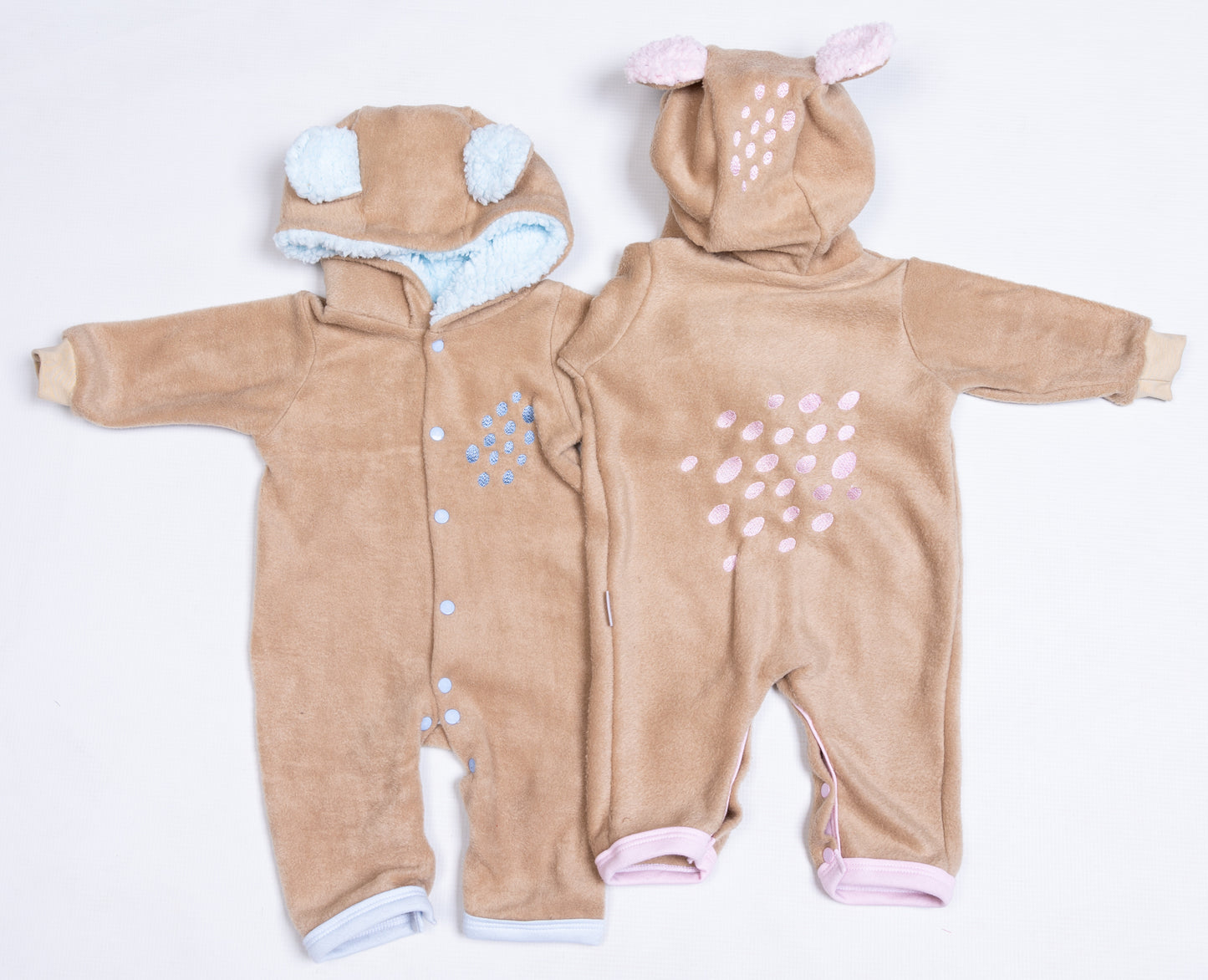 Bear Spotted Polar Fleece Babygro - Little Lumps