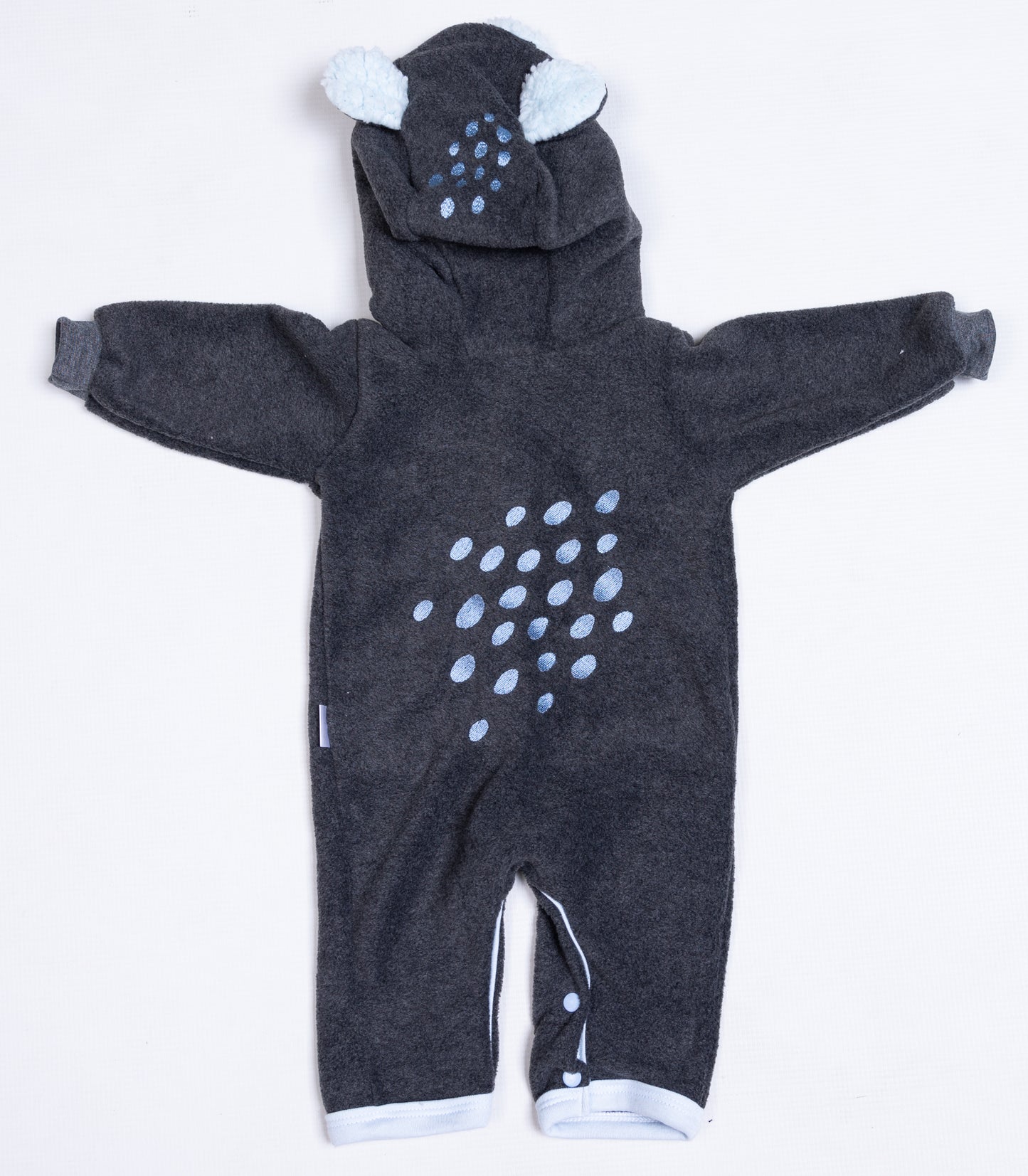 Bear Spotted Polar Fleece Babygro - Little Lumps