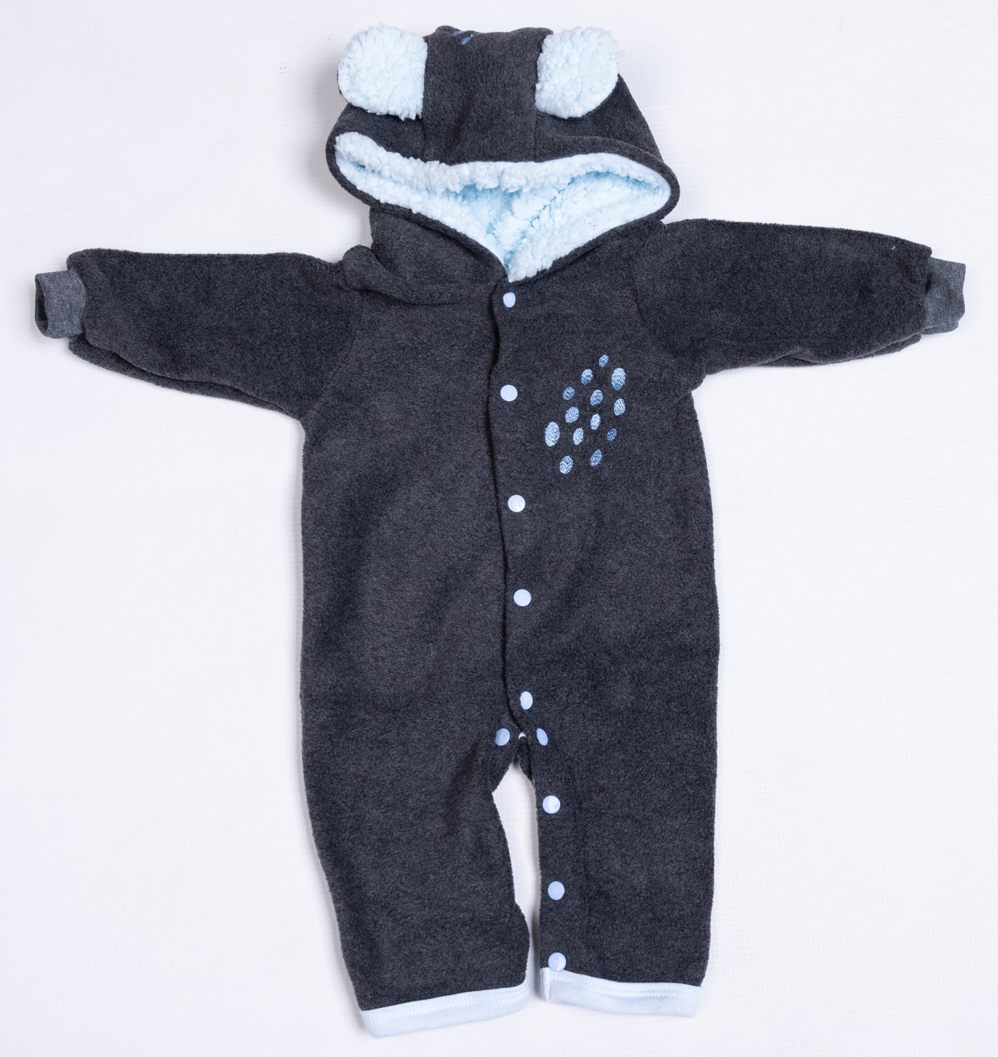 Bear Spotted Polar Fleece Babygro - Little Lumps