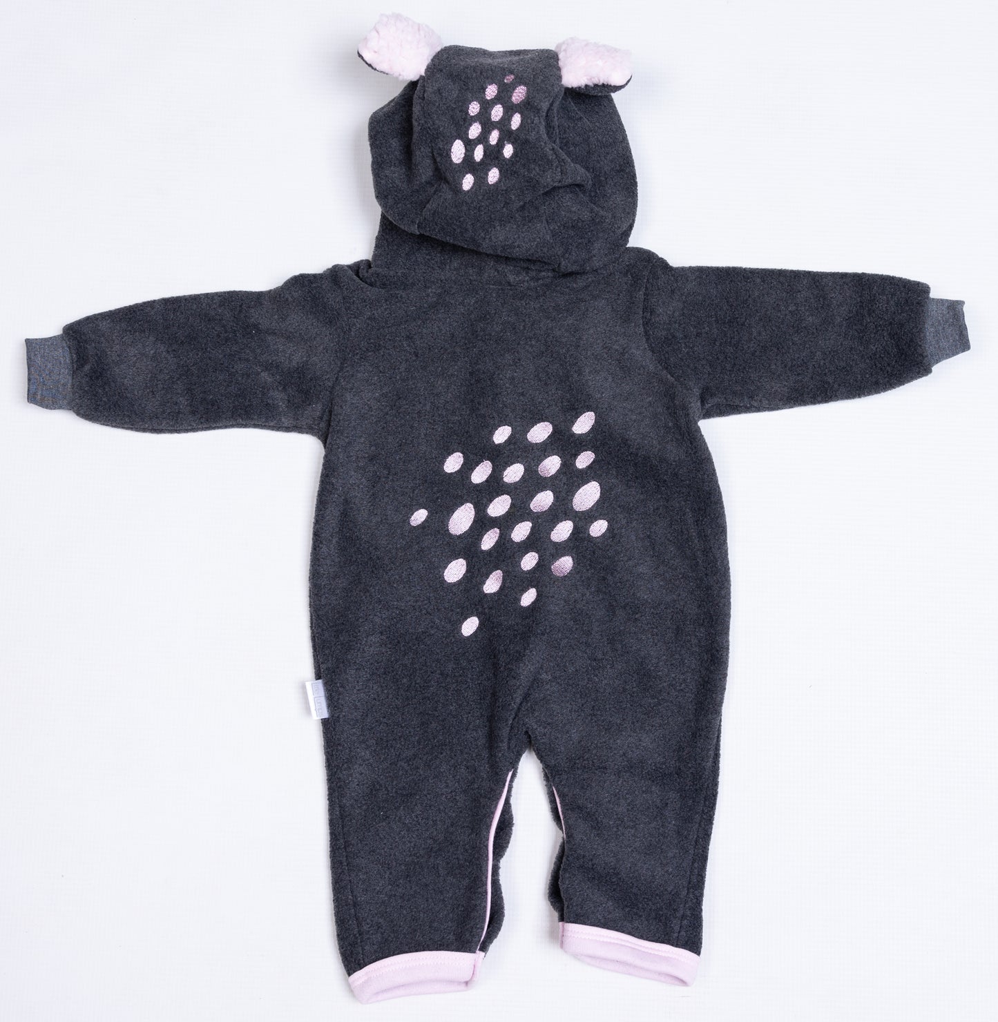 Bear Spotted Polar Fleece Babygro - Little Lumps