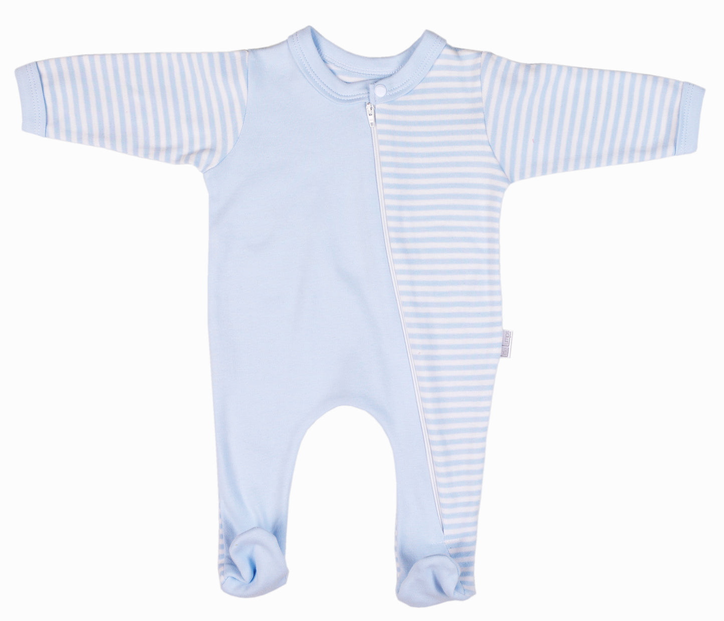 100% Cotton Striped Infant Zip Opening Babygro - Little Lumps