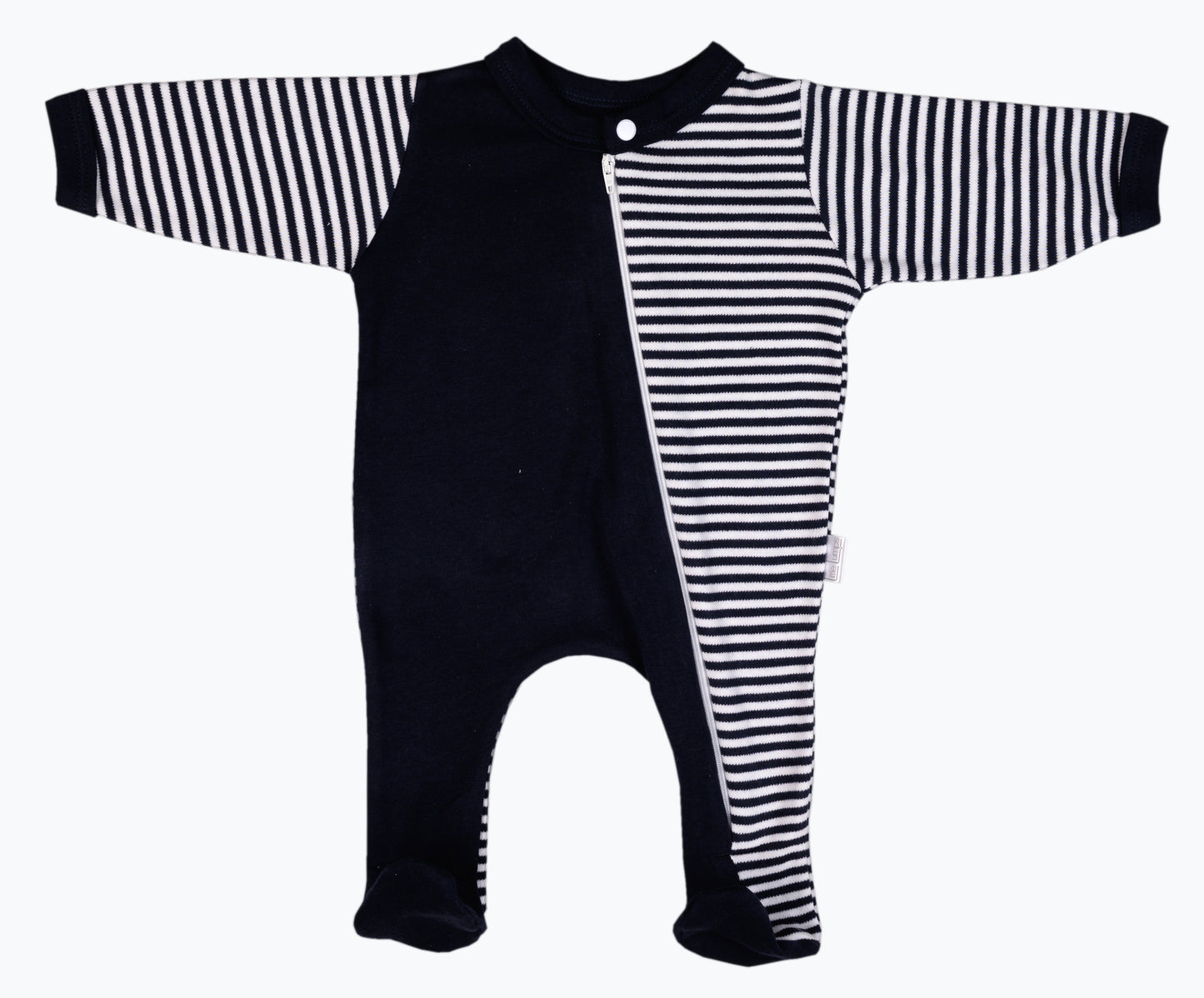 100% Cotton Striped Infant Zip Opening Babygro - Little Lumps