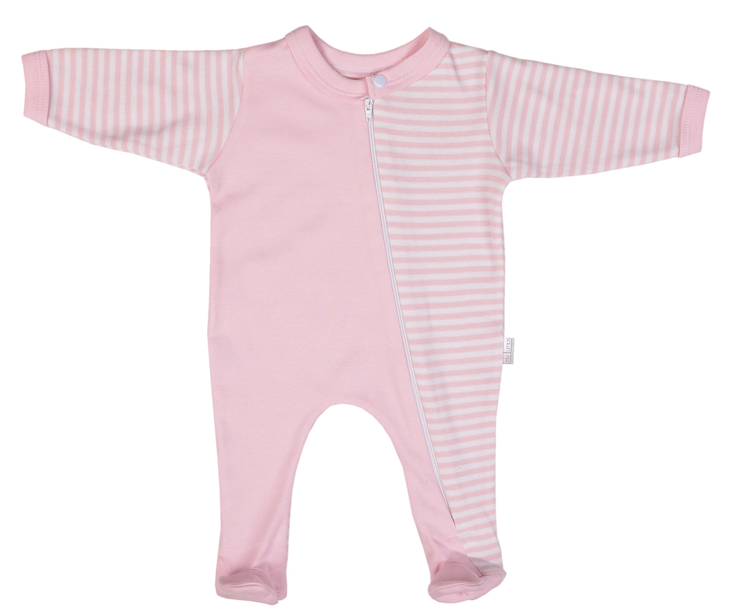 100% Cotton Striped Infant Zip Opening Babygro - Little Lumps