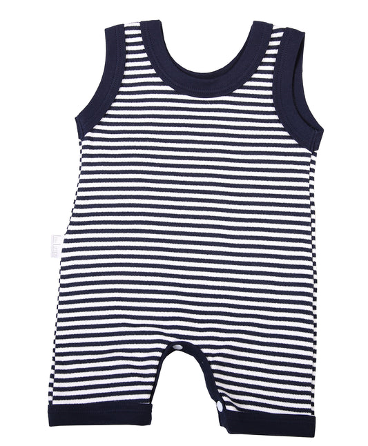 Navy Striped Baby Romper - Little Lumps
