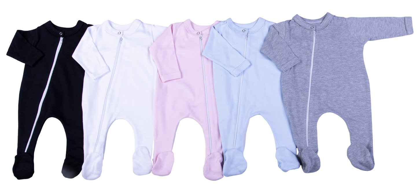 100% Cotton Infant Zip Opening Babygro - Little Lumps