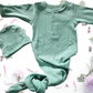 Knotted Sleep Onesie and Beanie Set