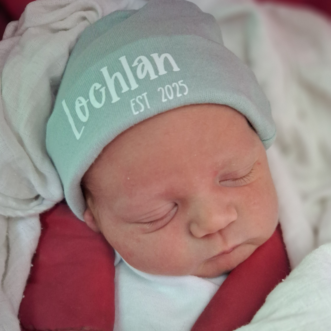 Personalised Knotted Sleep Onesie and Beanie Set
