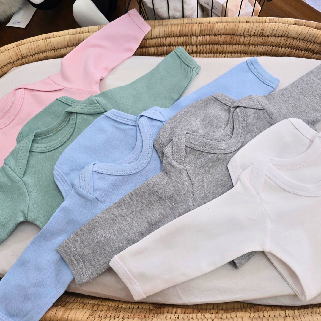 Long-Sleeved Baby Onesie With Envelope Neck