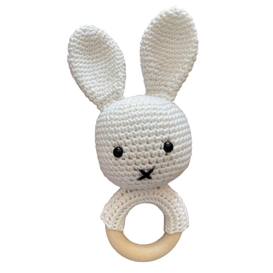 Crochet Bunny - Wooden Rattle