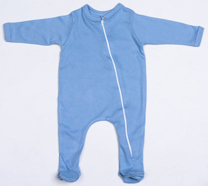 100% Cotton Infant Zip Opening Babygro in new colours - Little Lumps