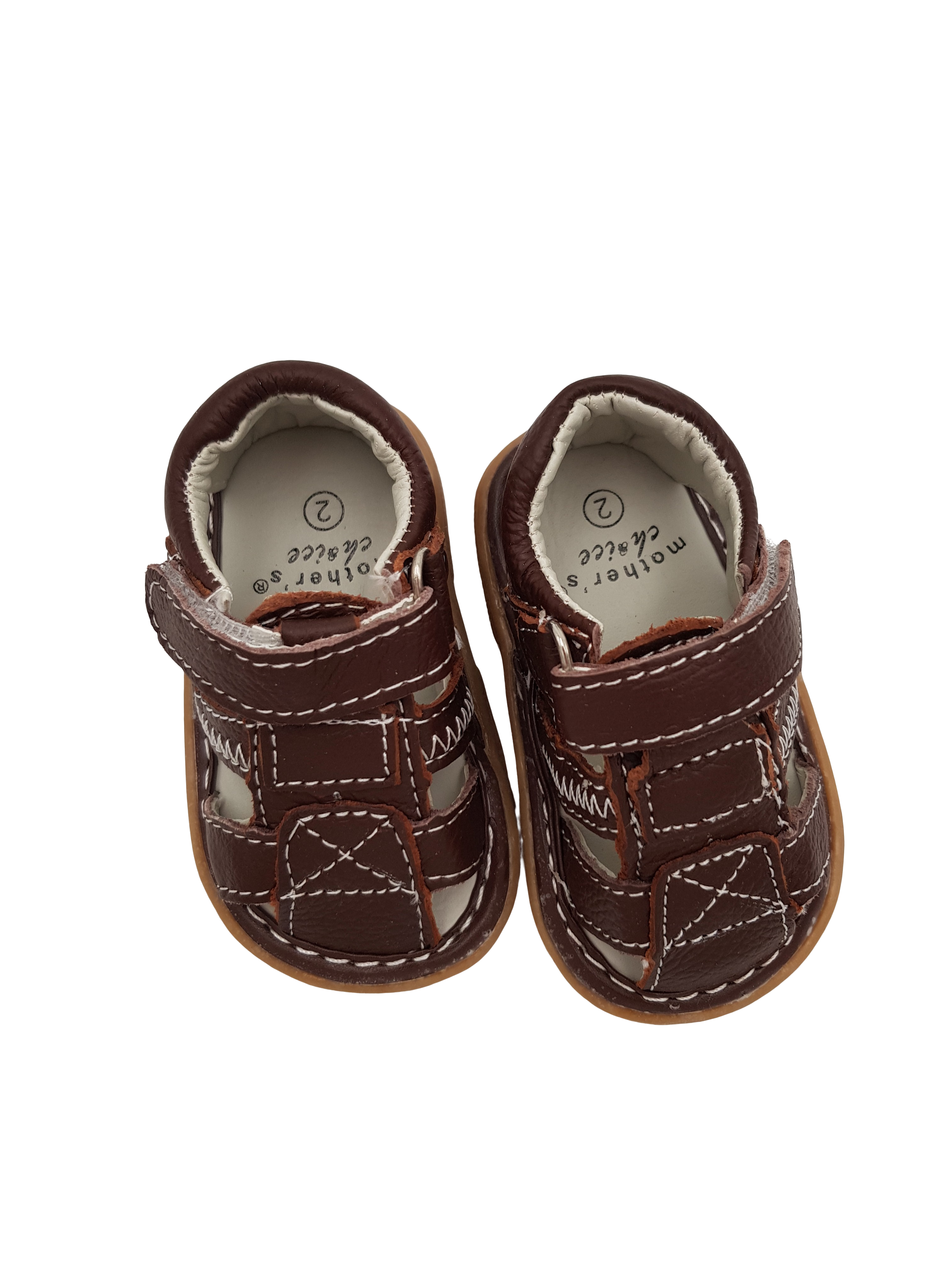 Two Con Me - Leather Velcro Baby Sandals Brown by Pepe Children Shoes