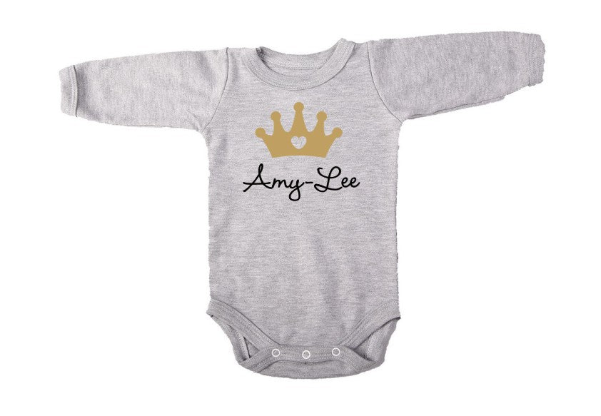 Personalised Crown Baby Onesie - Little Lumps