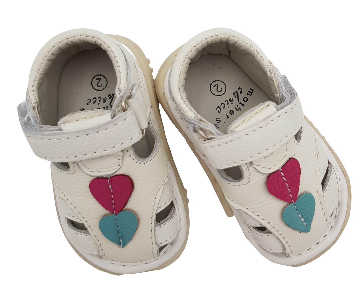 Baby White Leather Sandals with heart detail - Little Lumps