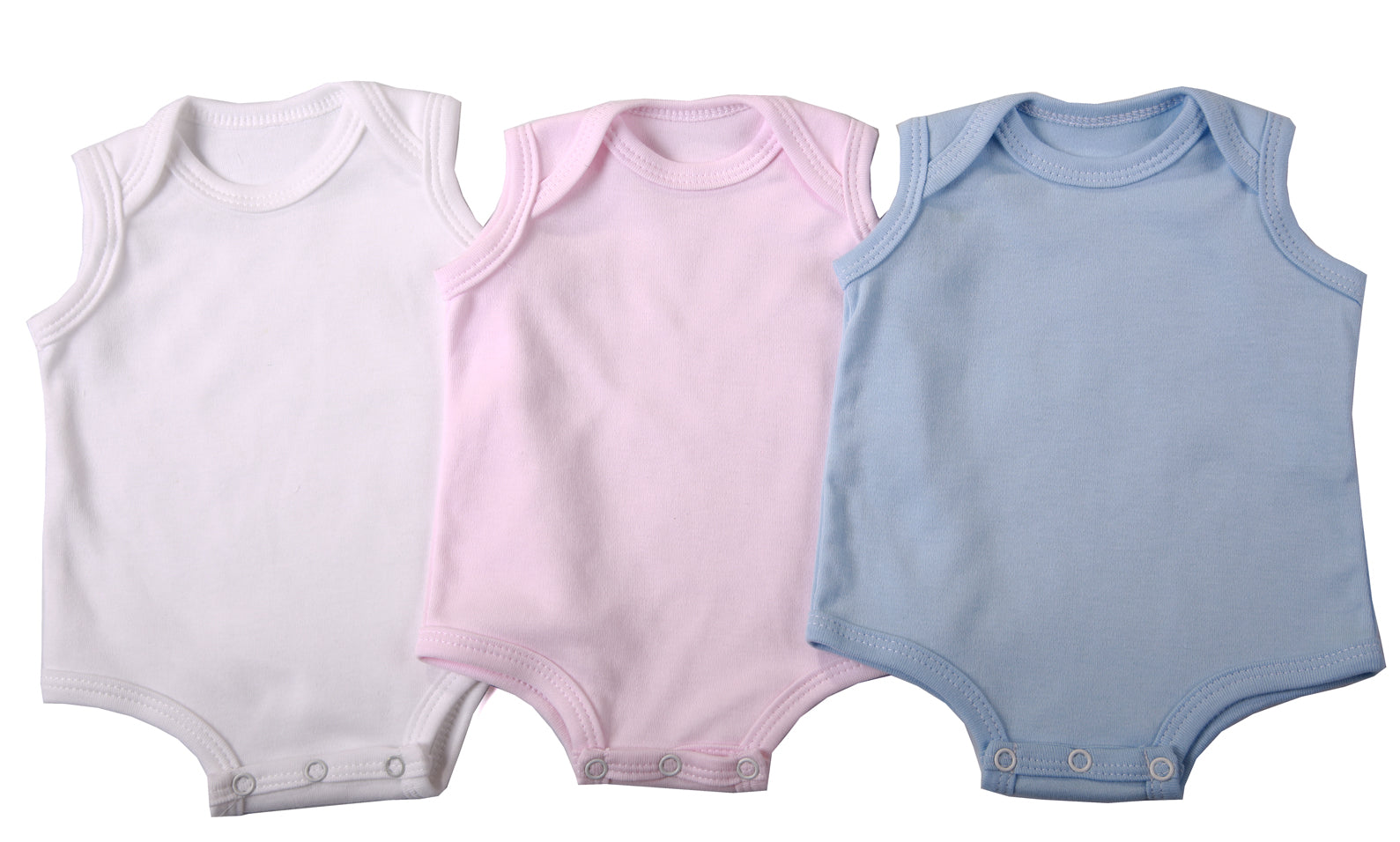2-Pack Sleeveless Baby Onesies In Blank Colours 100% Cotton - Little Lumps