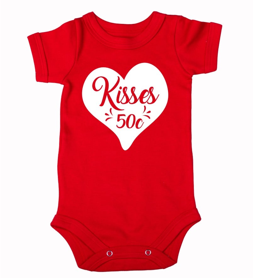 Valentines Baby Onesie - kisses - Little Lumps