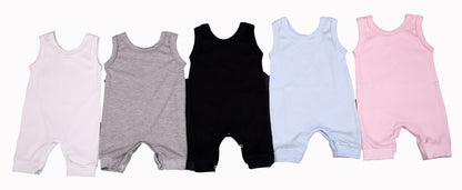 100% 2-Pack Cotton Blank Sleeveless Baby Rompers In Mixed Colours - Little Lumps