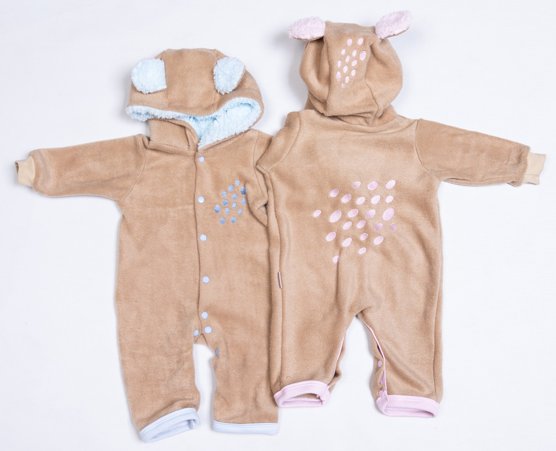 Bear Spotted Polar Fleece Babygro - Little Lumps