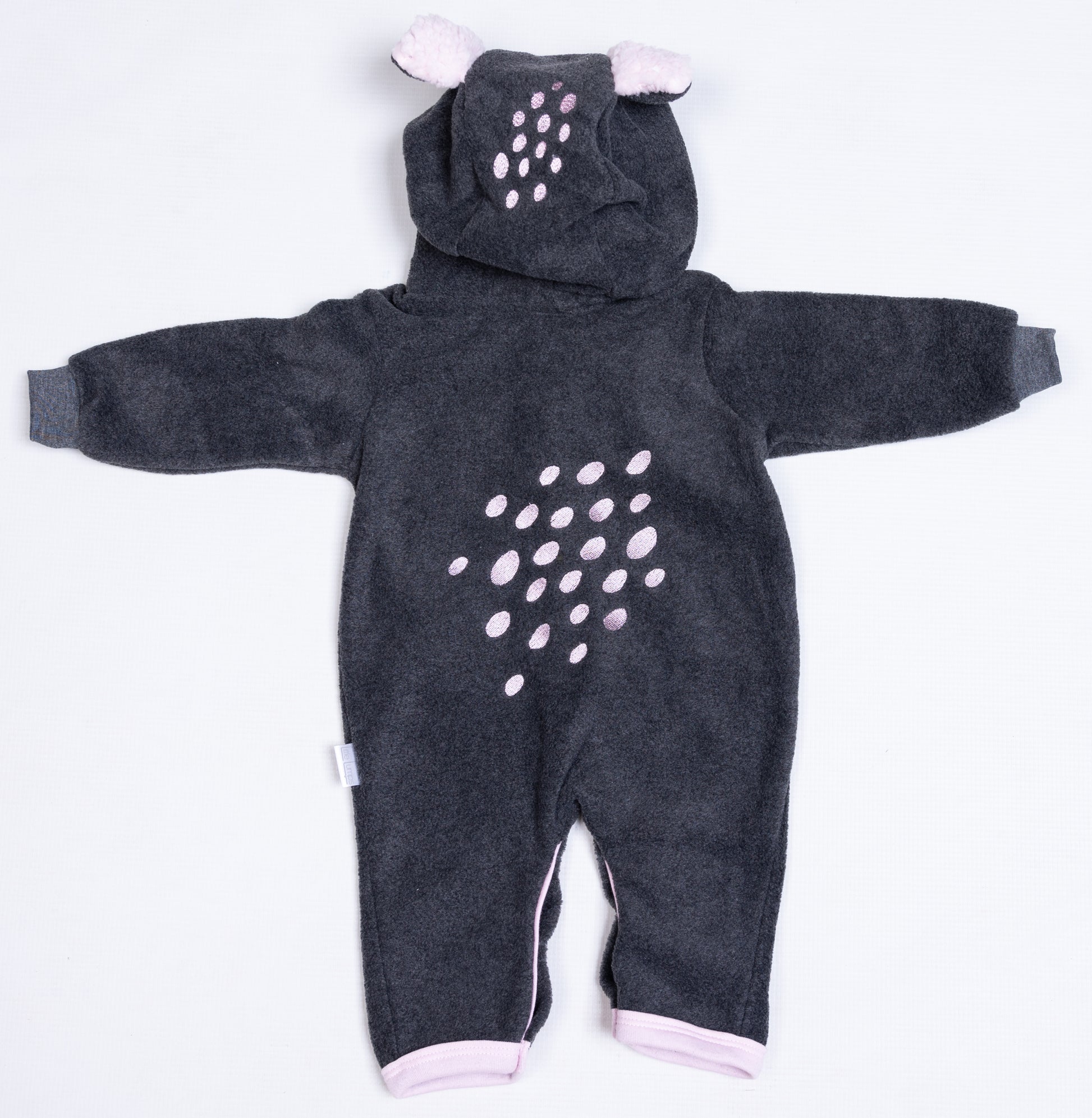 Bear Spotted Polar Fleece Babygro - Little Lumps