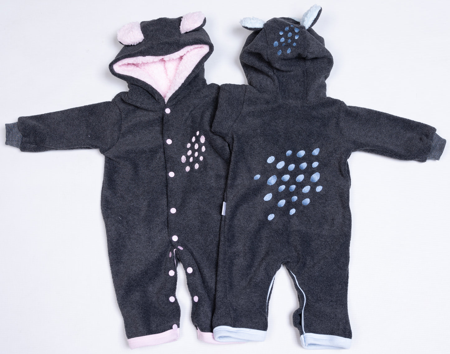 Bear Spotted Polar Fleece Babygro - Little Lumps