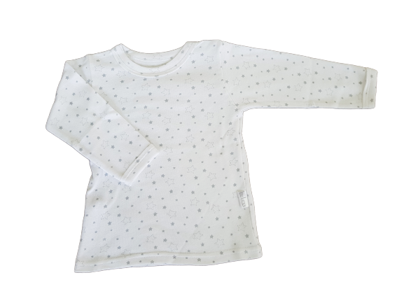 Baby T-Shirt - Crew neck with grey stars - Little Lumps