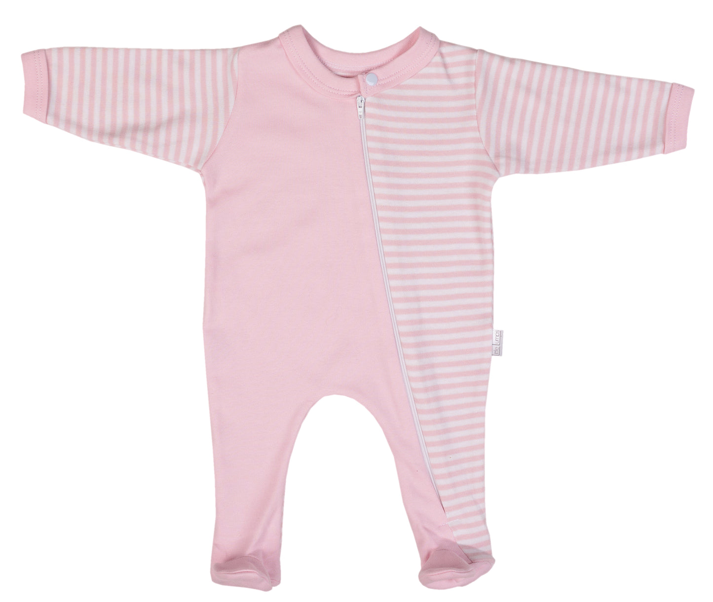 100% Cotton Striped Infant Zip Opening Babygro