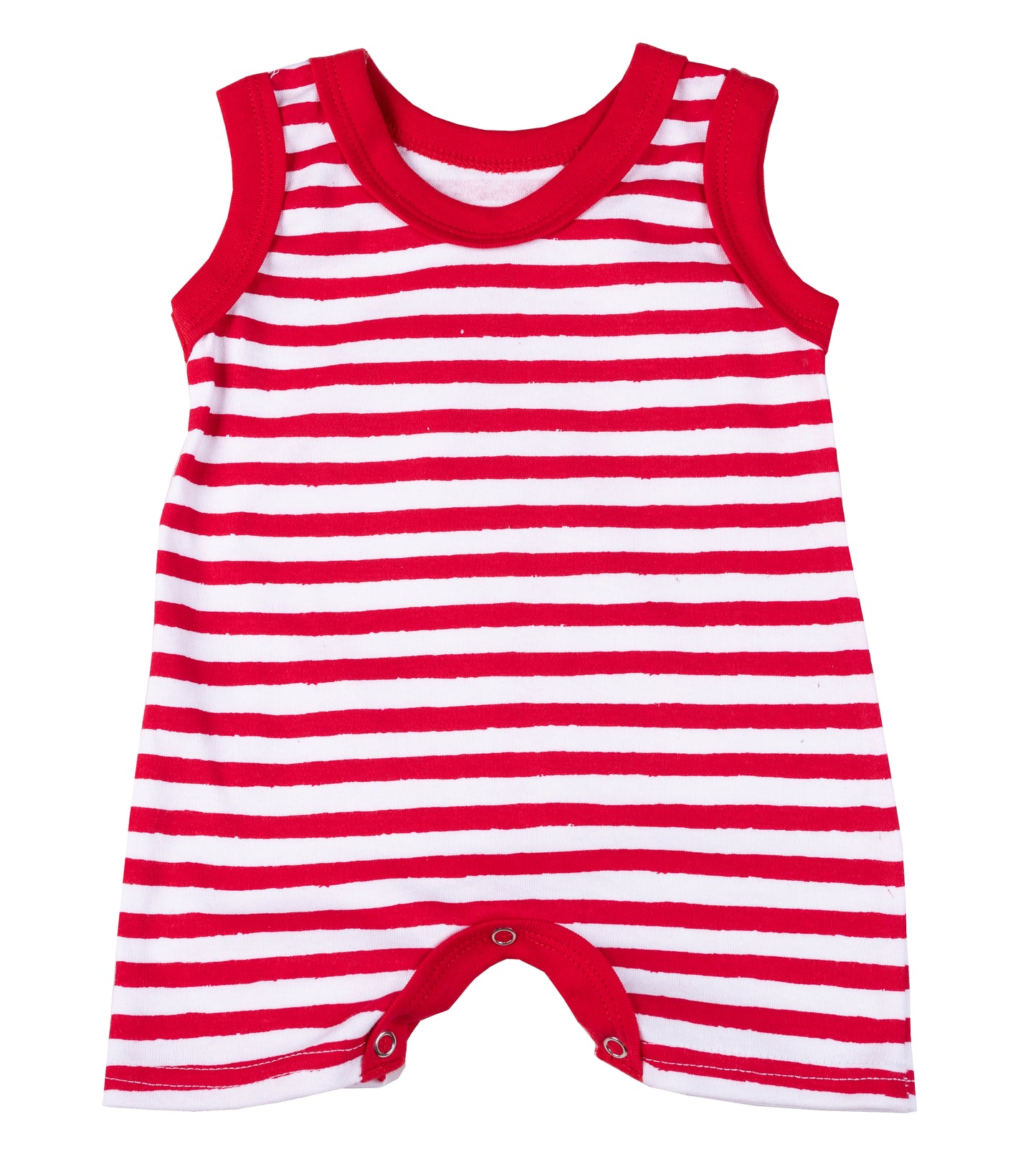 Baby Red Striped Sleeveless  Short Romper - Little Lumps