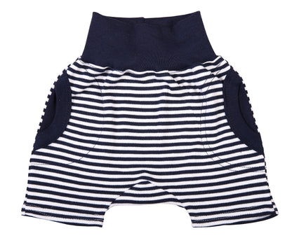 Navy Stripe Baby Slouch Shorts - Little Lumps
